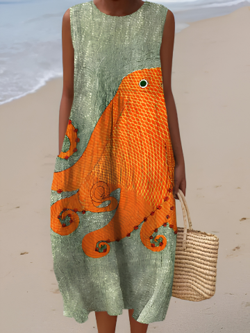 Nicole | Midi dress with an ocean look