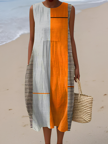 Friederike | Midi dress in a colour block design
