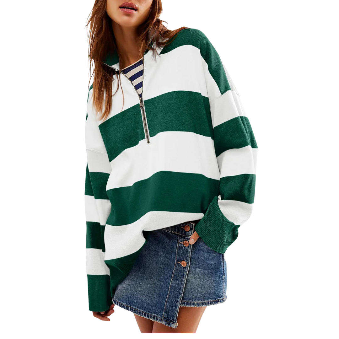 Danielle | Comfy Long Sleeve Pullover Sweater With Half Zip