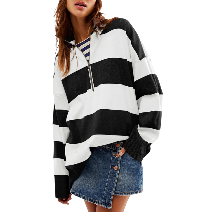 Danielle | Comfy Long Sleeve Pullover Sweater With Half Zip