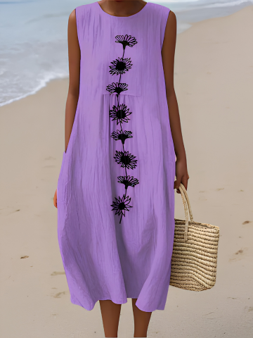 Jasmine | Midi dress with violet flowers