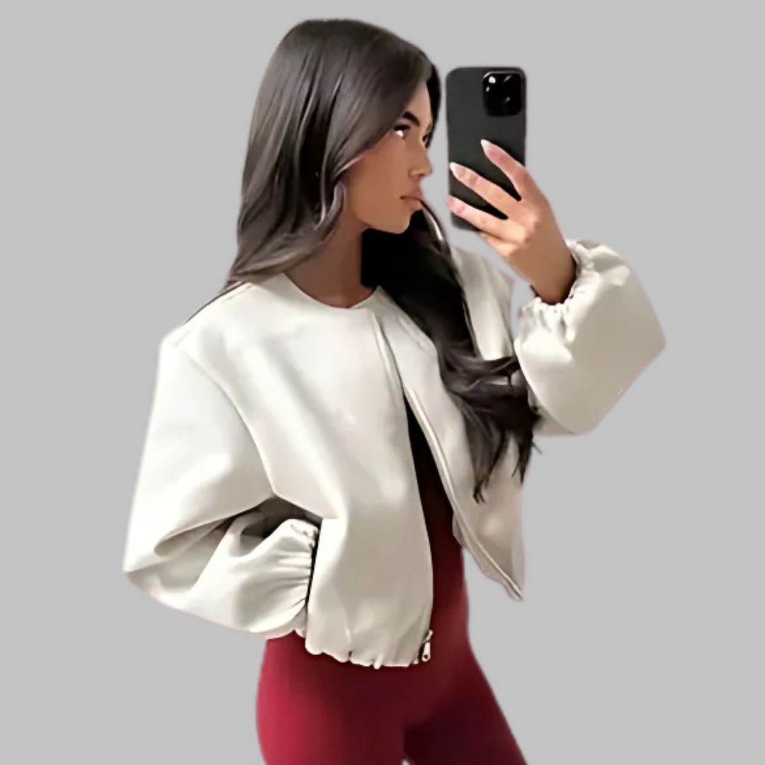 Elsie | Chic Long Sleeve Zip Crop Top Jacket