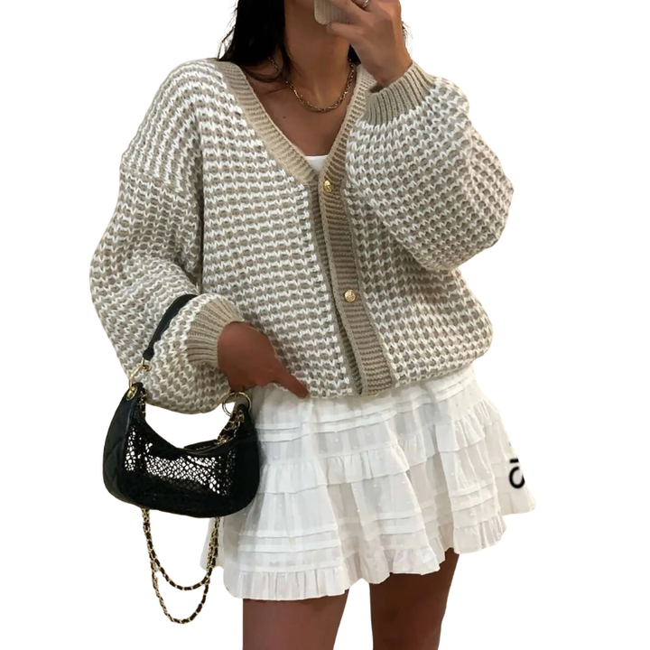 Matilda | Cosy Colourblock Button Cardigan Sweater