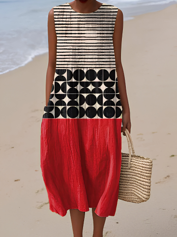 Henrike | Midi dress in a colour block design