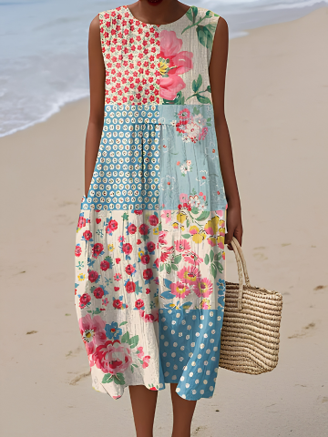 Ute | Midi dress with patchwork