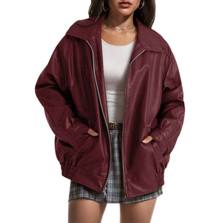 Lara | Trendy Oversized Leather Faux Suede Jacket for Autumn Fashion