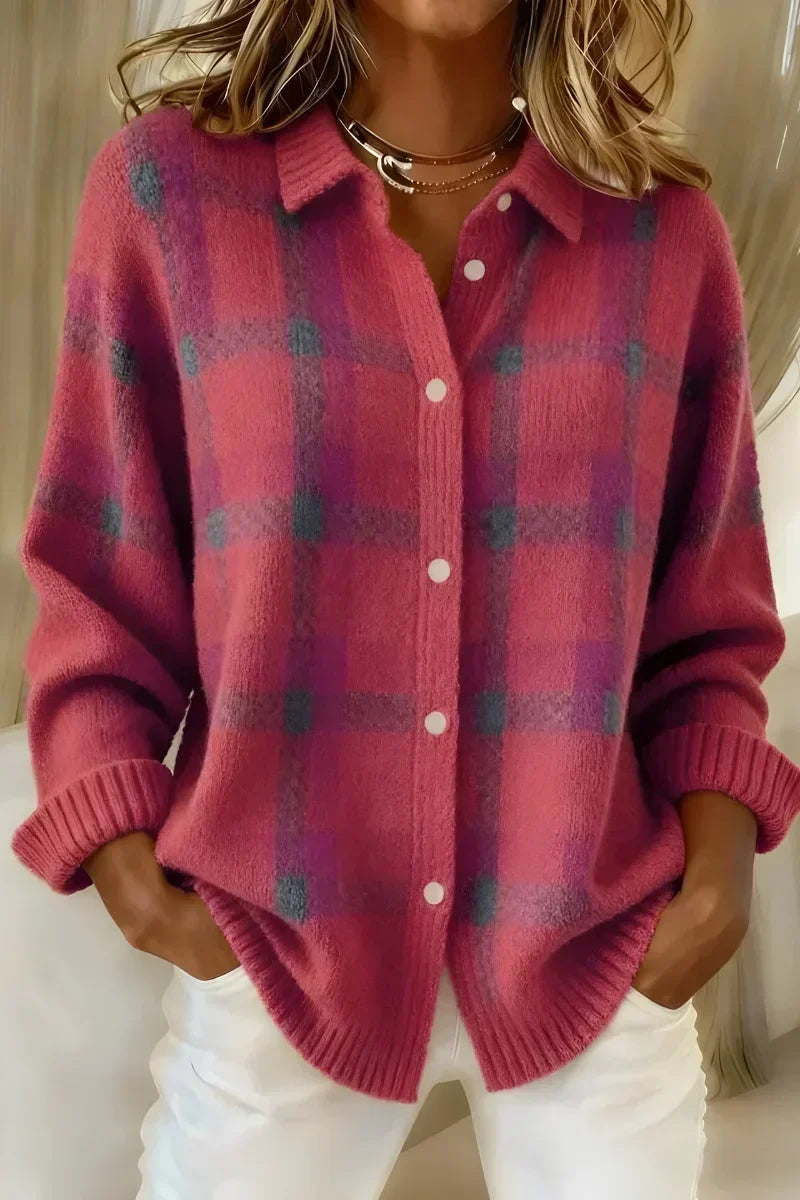 Ashley | Classic checked cardigan with collar