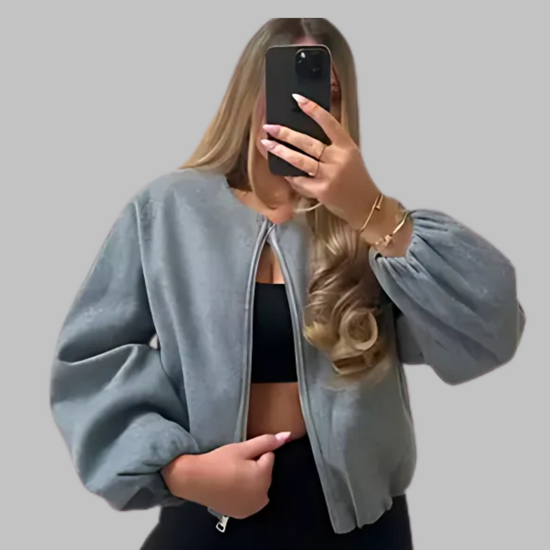 Elsie | Chic Long Sleeve Zip Crop Top Jacket