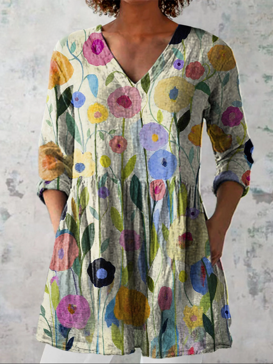 Ellen | Long blouse with V-neck