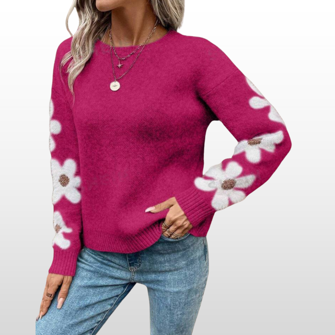 Erin | Round Neck Floral Pattern Sweater for Autumn/Winter