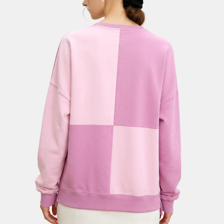 Women's Buckle Front Lapel Colourblock Longline Sweatshirt