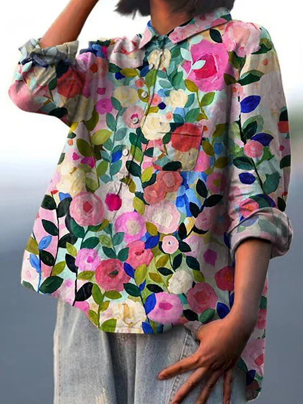 Rose | Casual women's blouse with a colourful spring floral print