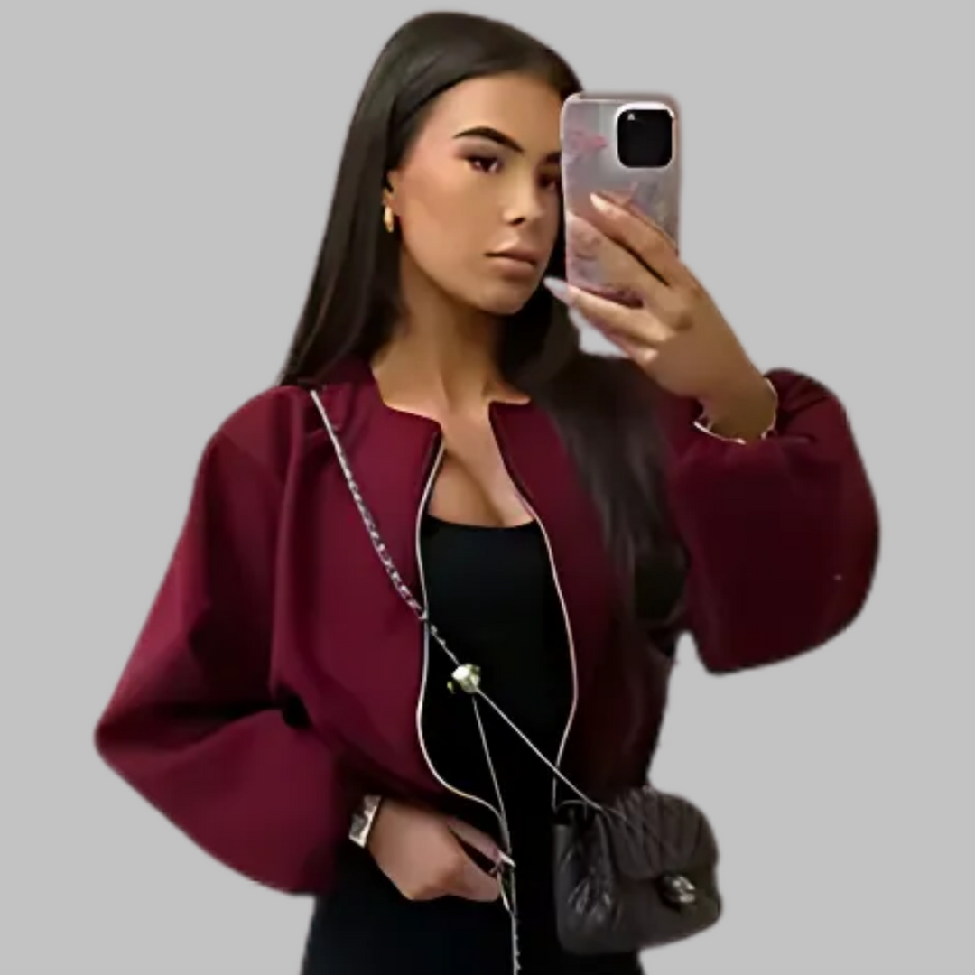 Elsie | Chic Long Sleeve Zip Crop Top Jacket