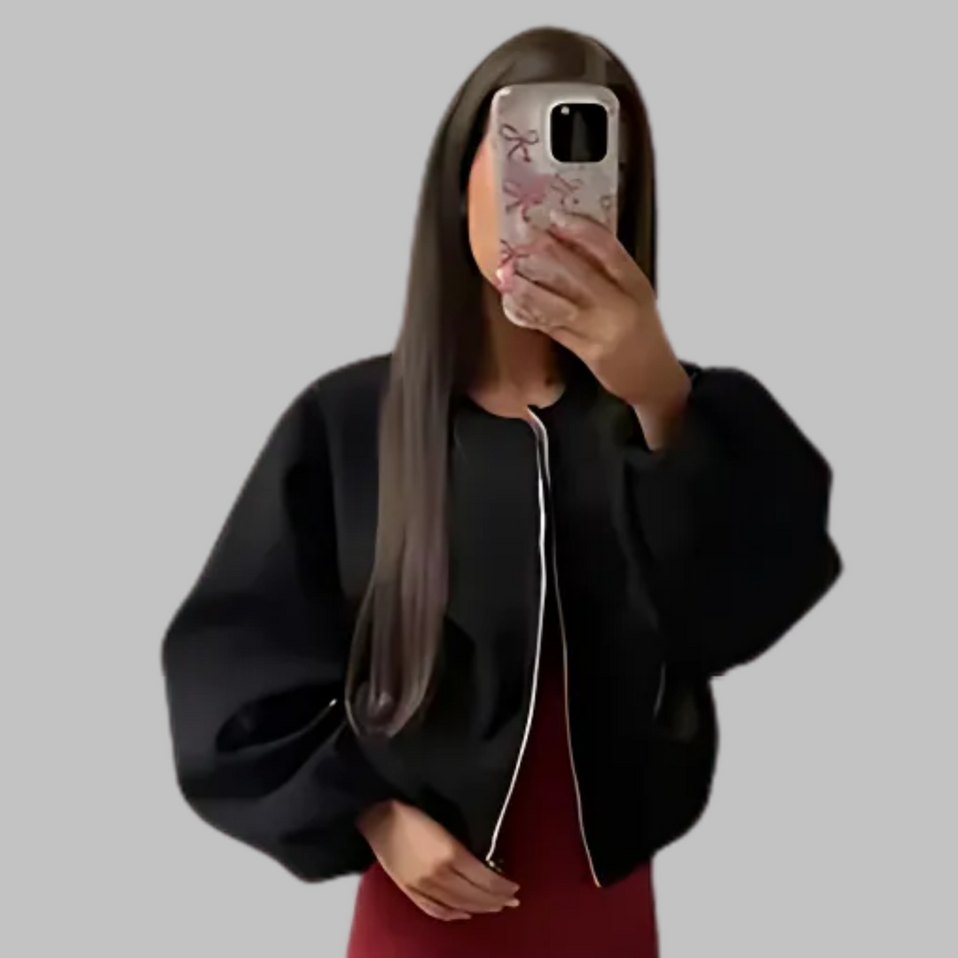 Elsie | Chic Long Sleeve Zip Crop Top Jacket