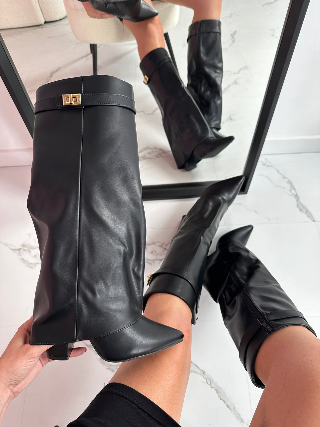Ava | Black Leather Boots