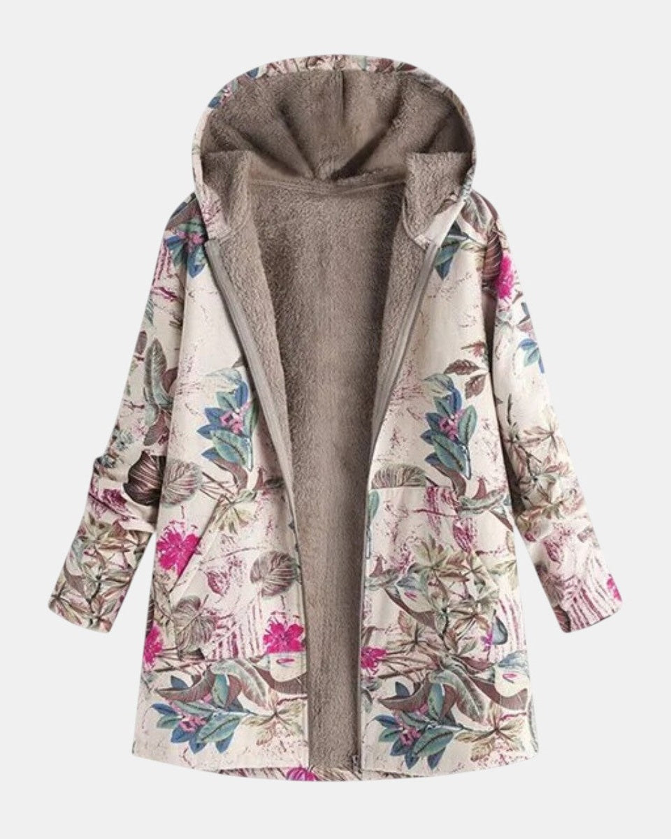 Alana pastel botanical print fleece jacket