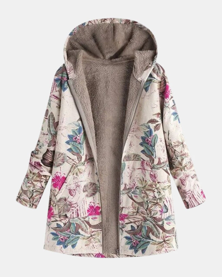 Alana pastel botanical print fleece jacket