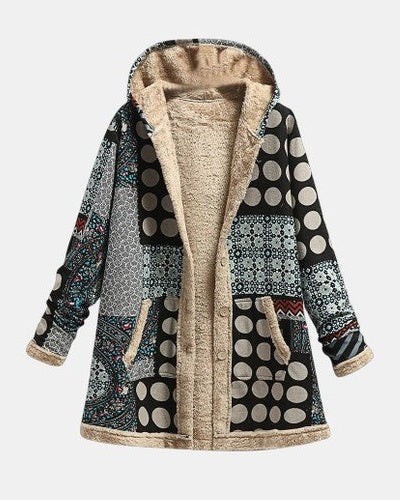 Riley retro monochrome polka dot fleece jacket