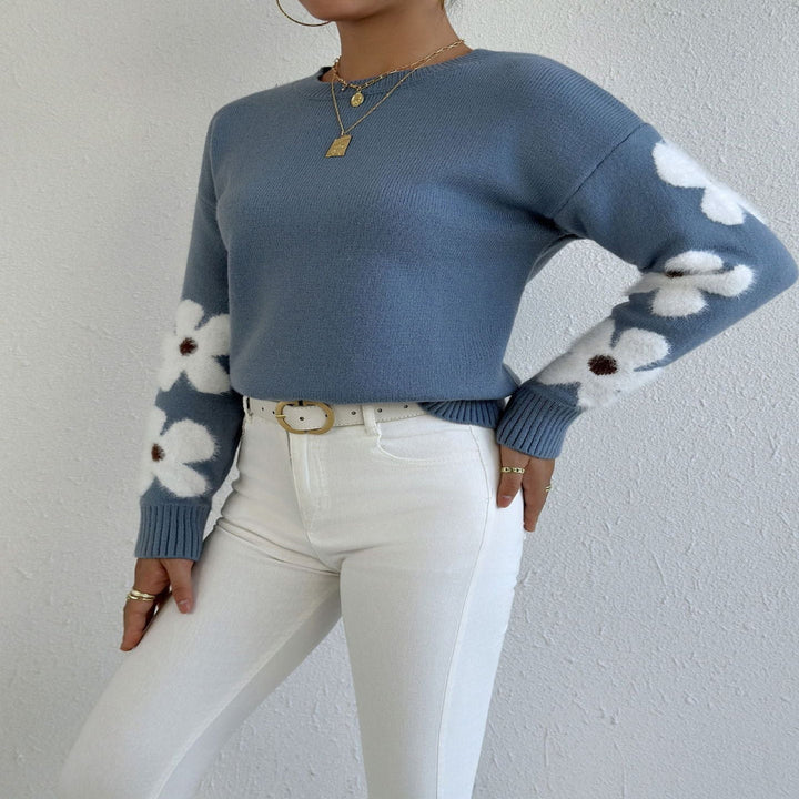 Erin | Round Neck Floral Pattern Sweater for Autumn/Winter