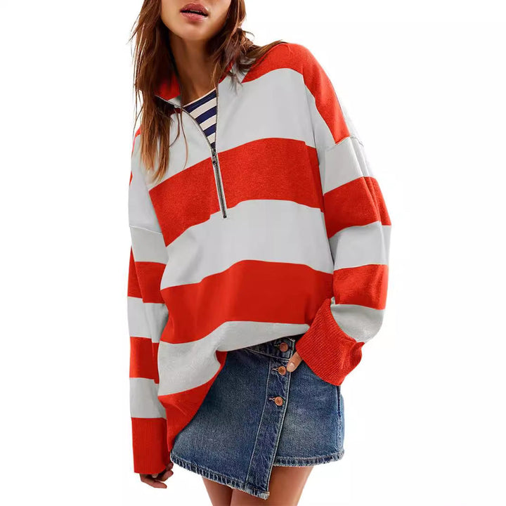 Danielle | Comfy Long Sleeve Pullover Sweater With Half Zip