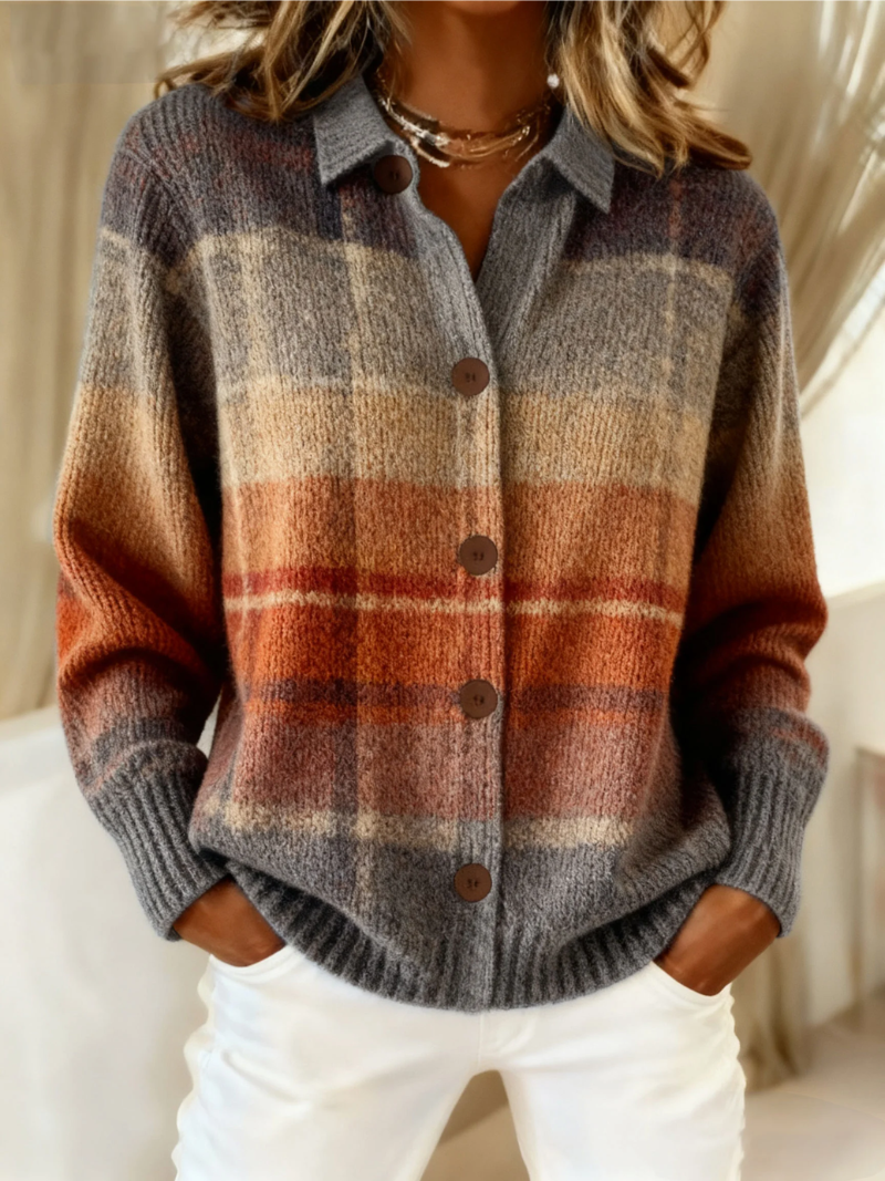 Edith | Ombre check cardigan for autumn