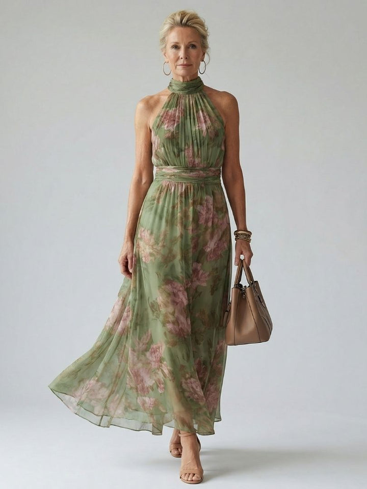Octavia Sage Green Halter Maxi Dress