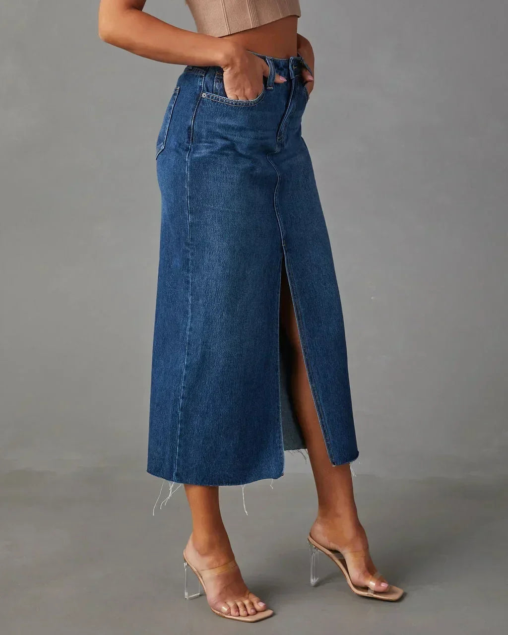 Kara | Classic High-Waist Denim Skirt