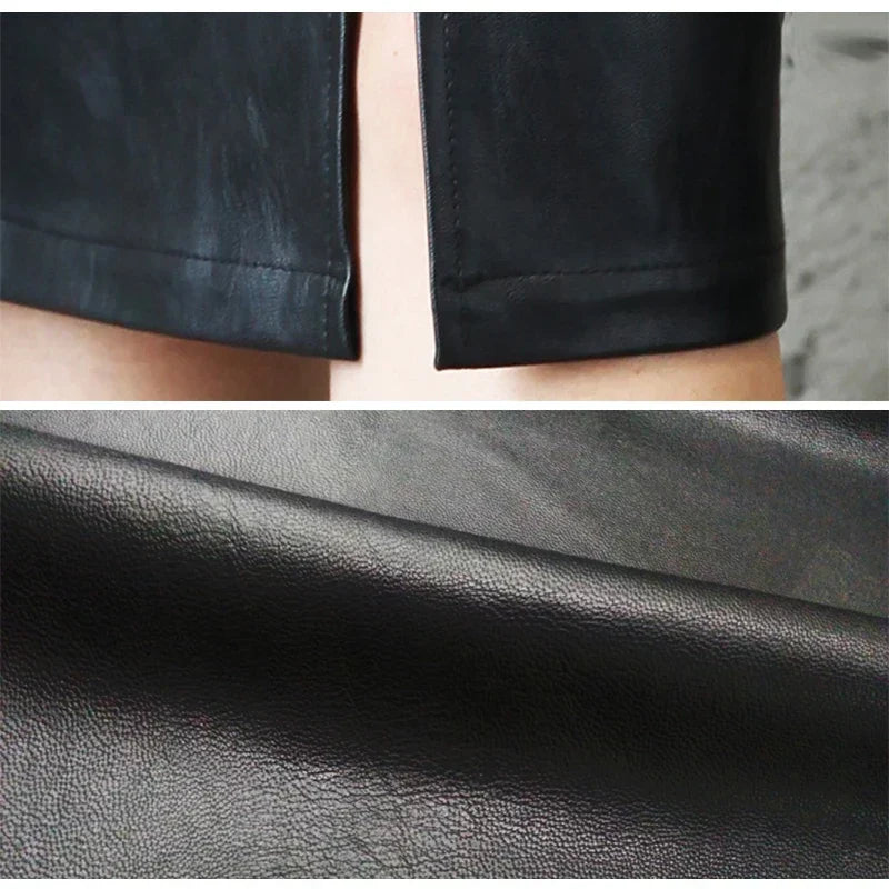 Yvette | Sleek Black Leather Pencil Skirt