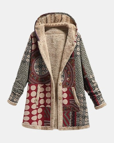 Hayley burgundy geometric sherpa coat
