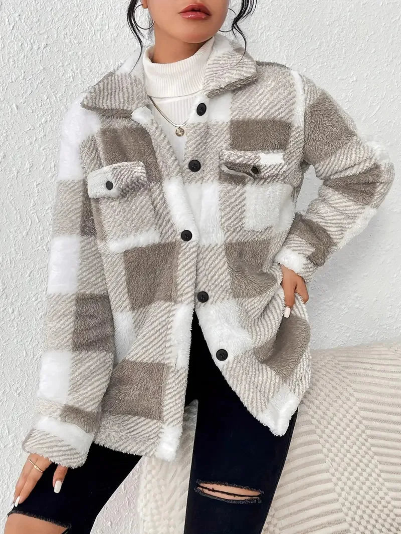 Ava | Elegant striped fleece jacket