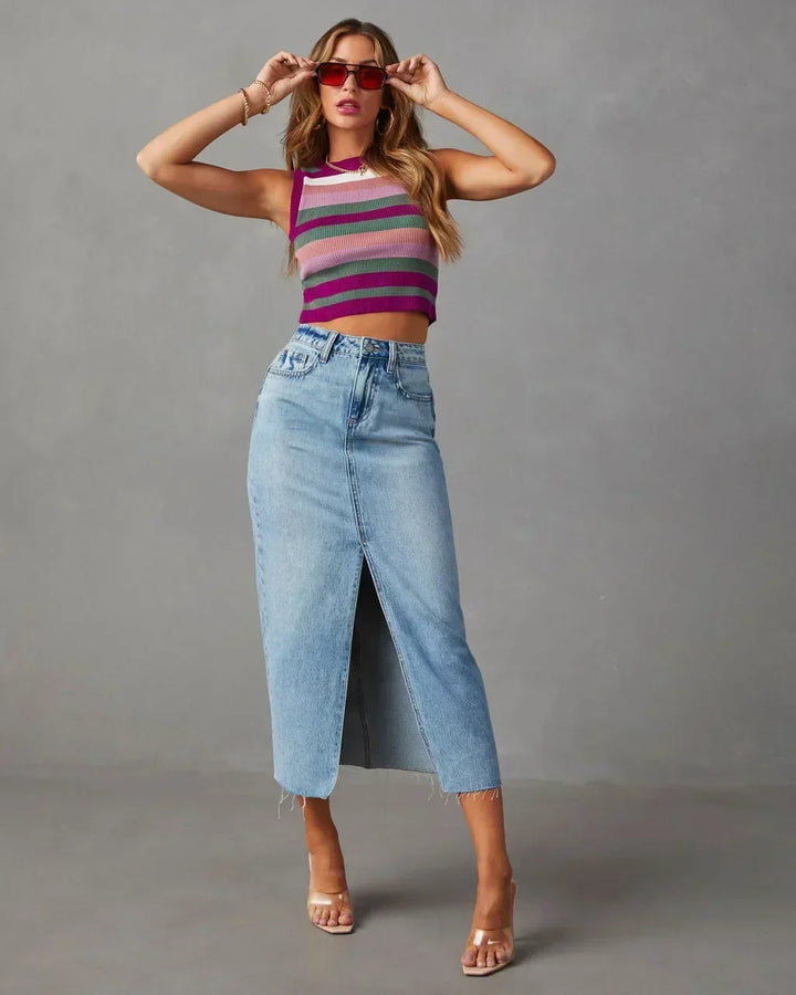 Kara | Classic High-Waist Denim Skirt