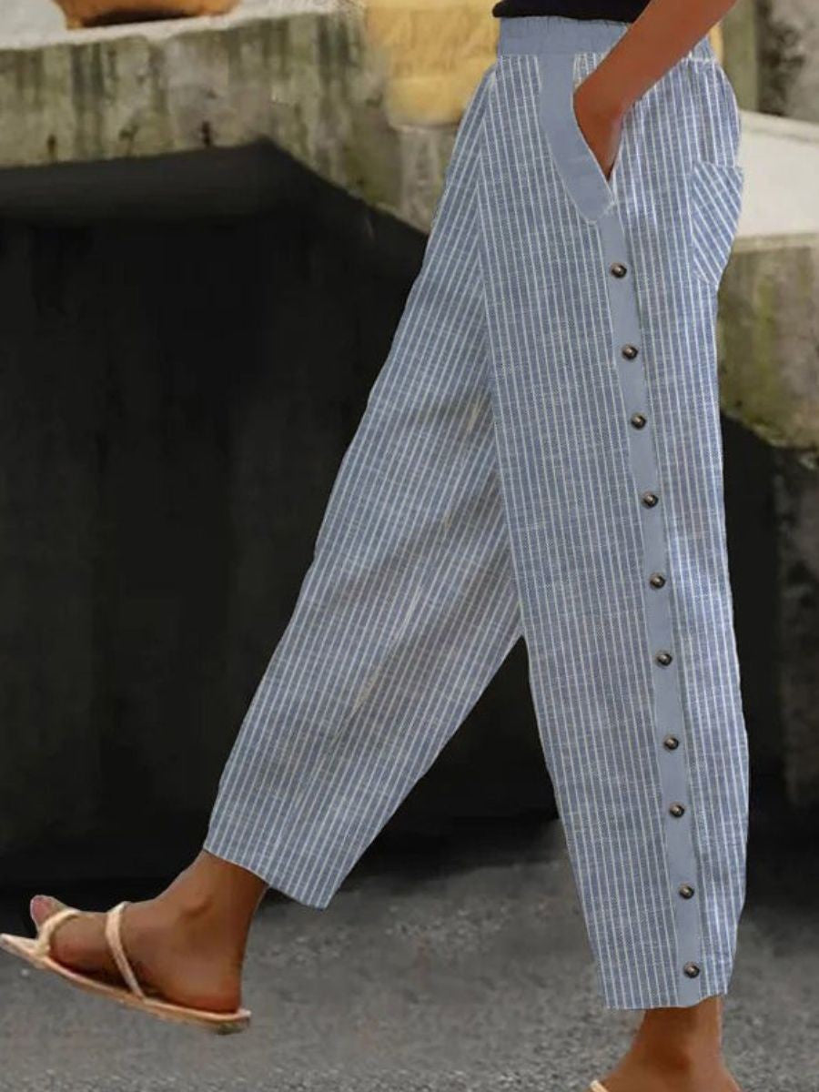 Isla | Striped trousers with buttons